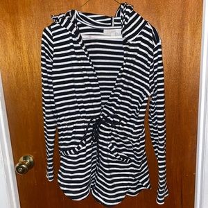 Loft Striped Hooded Sweater Coat Size XS Petite